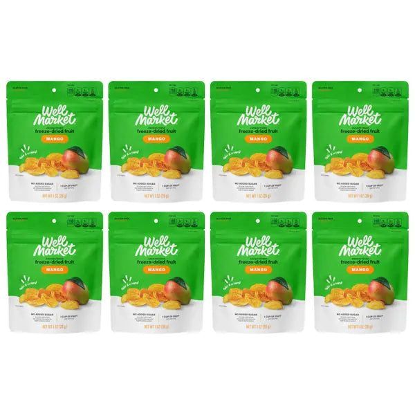 8 Pack - Well Market Unsweetened Freeze-Dried Mangoes 1oz Well Market